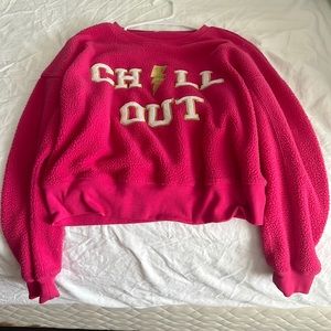 Pink “chill out” sweater